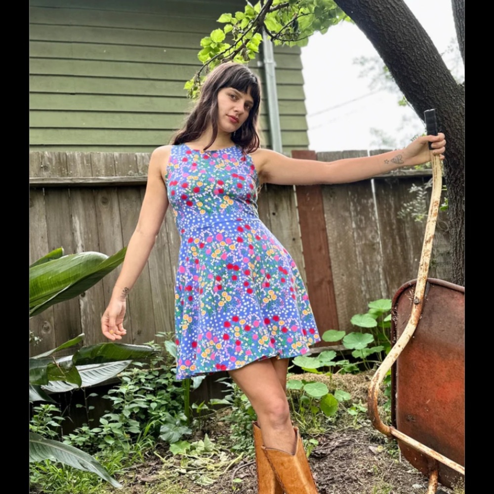 Nooworks Brenda Dress Super Bloom stretch jersey sleeveless mini dress S